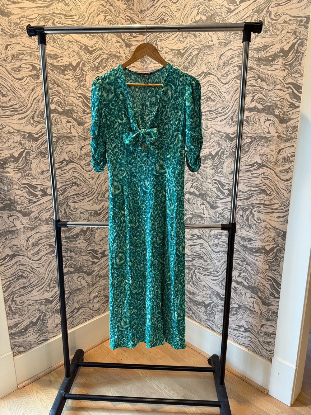 Whistles Teal Green Tie-Neck Maxi Dress